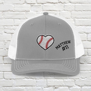 Custom Baseball Mom Hat – Embroidered Trucker Cap with Player Name & Number – Game Day Hat – Personalized Sports Mom Gift