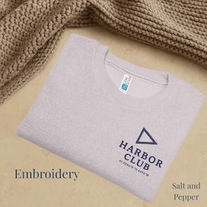 Harbor Club Sailing Sweatshirt, Nautical Gift for Dad or Mom, Coastal Sailor Crewneck, Navy Blue Boat Lover Pullover, Yacht Club Apparel