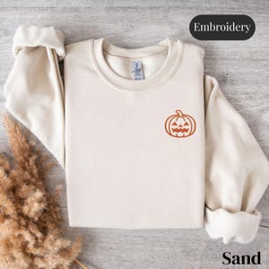 Cozy Pumpkin Embroidered Sweatshirt, Minimal Fall Crewneck, Autumn Pumpkin Sweatshirt, Thanksgiving Gift, Fall Unisex Sweatshirt
