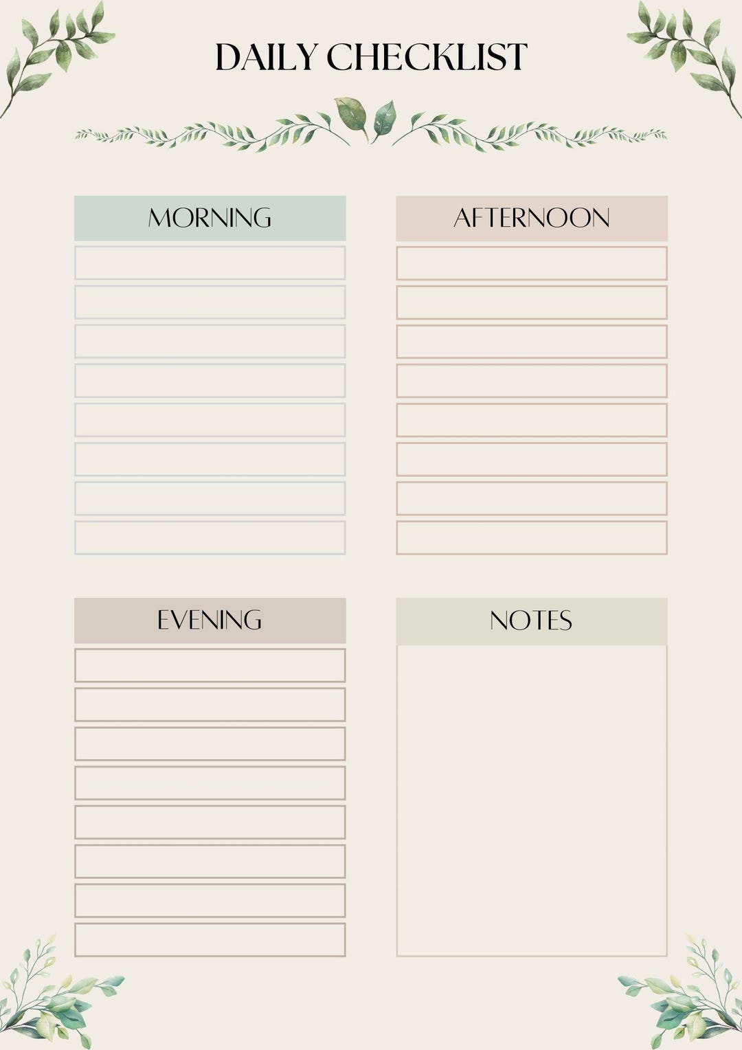 Daily Checklist Printable & Fillable, Daily to Do List Template, Task ...