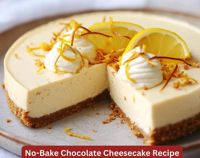 Best Recipe for No Bake Lemon Cheesecake, Simple Dessert Recipe, Downloadable & Printable Recipe, Easy Dessert Recipe