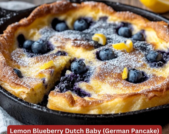 Best Recipe for Lemon Blueberry Dutch Baby German Pancake, Pancake Recipes, Delicious, Blueberry recipes, Breakfast Recipes, Print Out