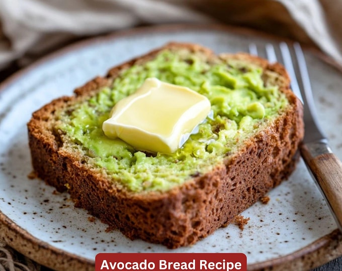 Best Recipe for Avocado Bread, Easy Bread Recipe, Simple Recipe Plate, Printable, Simple Bread Recipe, Best Avocado Toast Recipe, Bread Gift