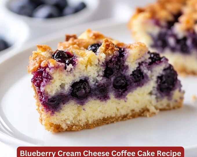 Best Recipe for Blueberry Cream Cheese Coffee Cake, Simple Dessert Plate, Mom Recipe, Dessert Recipe, Print out, Wedding Party Dessert