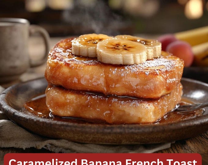 Best Recipe for Caramelized Banana French Toast, Simple Recipe Plate, Digital Download