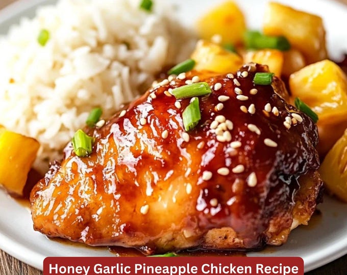 Best Recipe for Honey Garlic Pineapple Chicken, Easy Dinner Party Recipe Ideas, Print Out and Download, Simple Recipe Plate