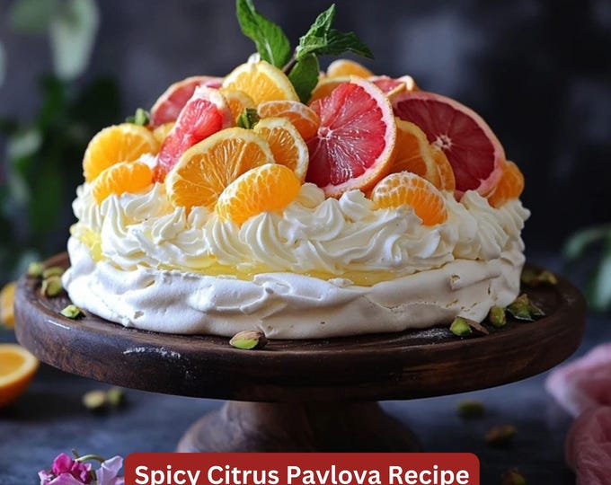 Best Dessert Recipe for Spicy Citcus Pavlova, Meringue Citrus Curd, Easy Dessert Recipe, Simple Dessert Plate, For Download & Print Out