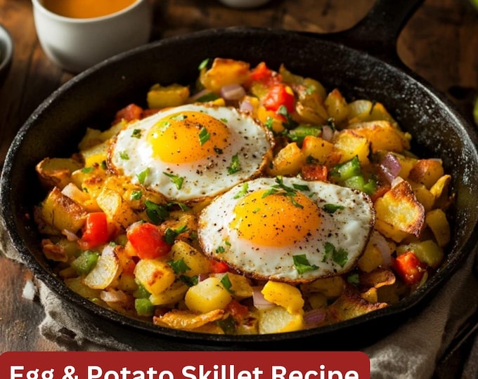 Best Recipe for Breakfast Egg & Potato Skillet Recipe, Simple Recipe Plate Print Out, Egg Recipe, Breakfast Recipe, Family Dish