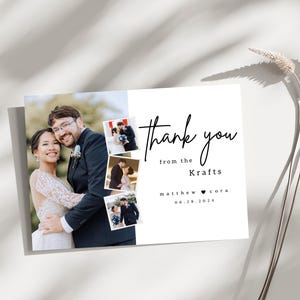 Modelo de cartão de agradecimento editável para cartão de agradecimento de casamento minimalista Cartão de casamento para impressão Download instantâneo Nota de agradecimento minimalista