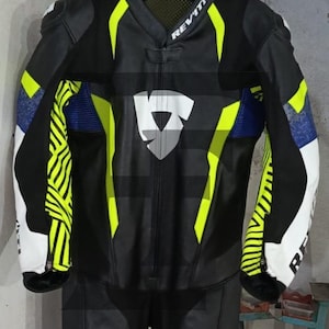 New Rev&#39;it Motorbike Genuine Leather Racing Suit for Men Professional Biker&#39;s Premium Armored CE Approved Protectors