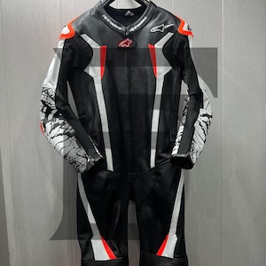 Alpinestars Motorbike Genuine Leather Racing Suit for Men Professional Biker&#39;s Premium Armored CE Approved Level 2 Protectors