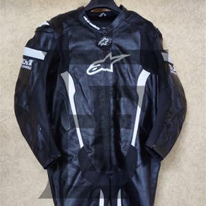 Alpinestars Men Motorbike One Piece Leather Racing Suit Black and White