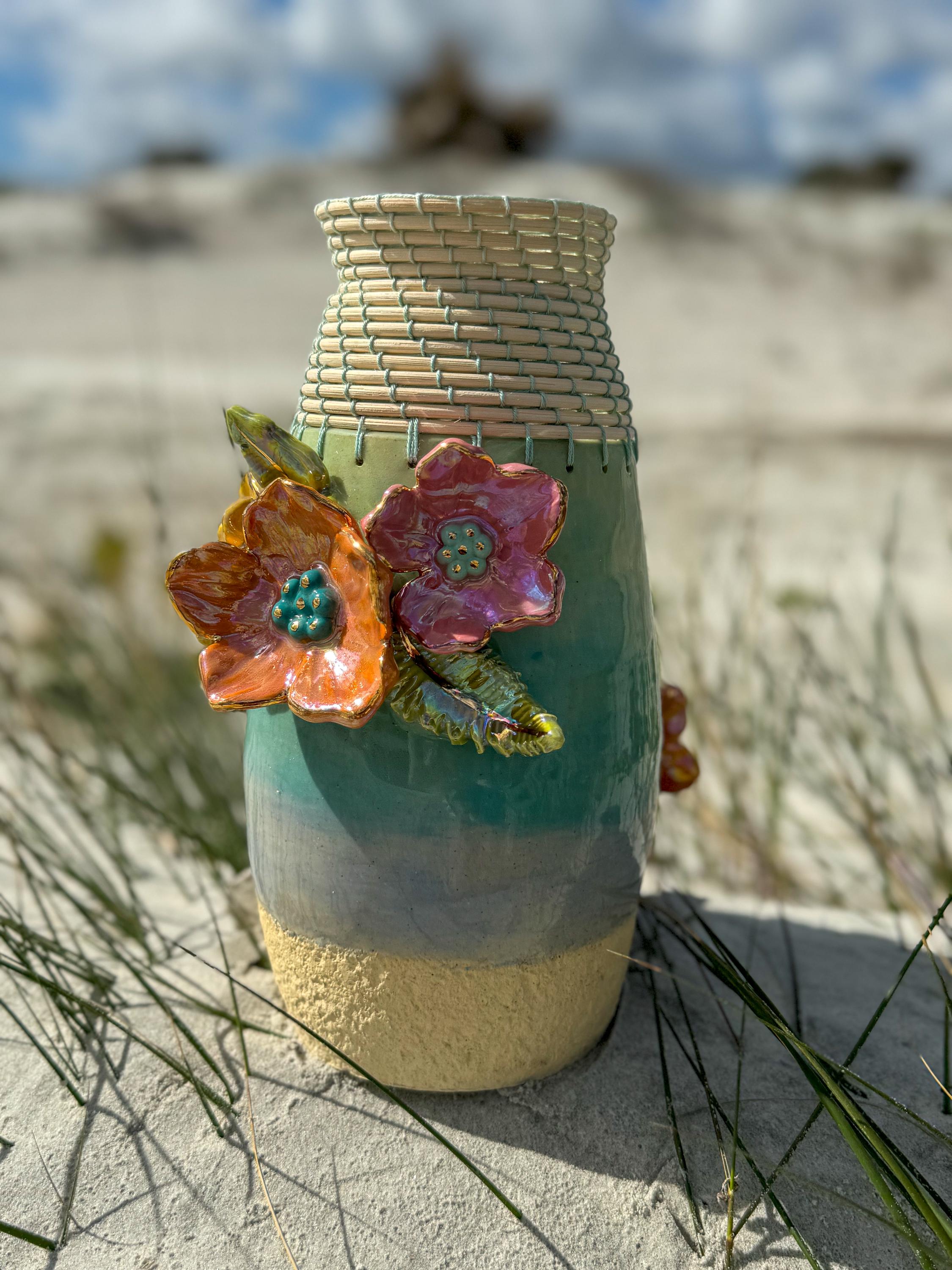 手作り陶器の花瓶 - 編み込みの花瓶 - Etsy 日本