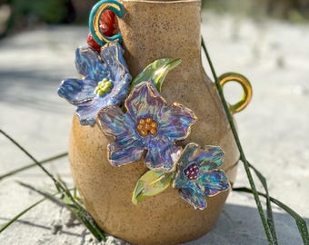 手作り陶器花瓶 手作り陶器の花瓶 - 編み込みの花瓶 - Etsy 日本