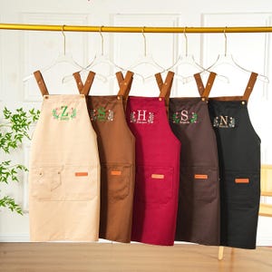 Kitchen Apron for Women | Handmade Embroidered Floral Apron | Unique Gift for Hostess | Personalized Custom Apron | Kitchen Gift Idea