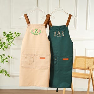 Kitchen Apron for Women | Handmade Embroidered Floral Apron | Unique Gift for Hostess | Personalized Custom Apron | Kitchen Gift Idea