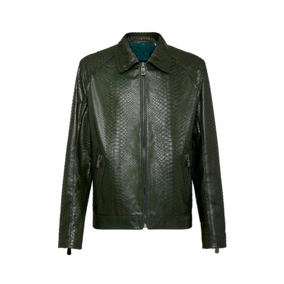 Custom Python Green Leather Jacket