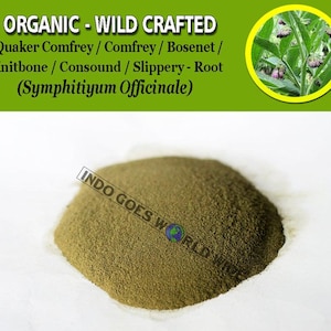 POWDER Comfrey Quaker Comfrey Boneset Knitbone Consound Slippery-root Symphytum Officinale Organic WildCrafted Natural Herbs FREE SHIPPING