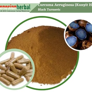 Capsule Of  Black Turmeric (Curcuma Aeruginosa) Kunyit Hitam Organic WildCrafted Fresh Natural Herbs Herbal Free Shipping