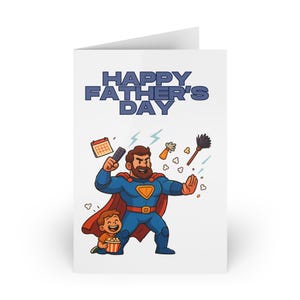 Superhero Dad Greeting Cards - Fun Father's Day Card Set, Unique Card for Dad, Gift for Dad, Family Humor, Holiday Cards