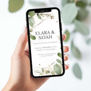 Digitale Hochzeitseinladung – Personalisierte Vorlage | Romantisch, Boho, Floral & Modern | Einladung zum Download für WhatsApp und Co.