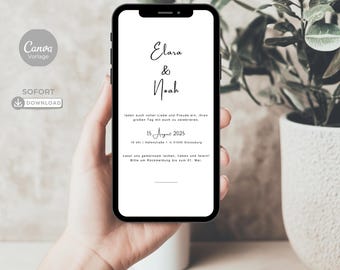 Digital Wedding Invitation – Personalized Template | Minimalist, Romantic & Modern | Instant Download Invitation for WhatsApp