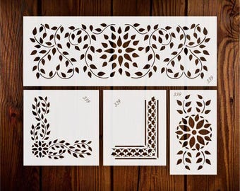 Zenix-Inlay Furniture Stencils set- Reusable Plastic Stencils for Furniture,Fabric and walls- Stencillo