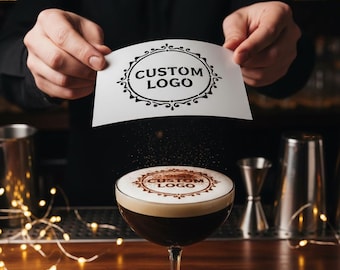 Benutzerdefinierte Cocktail & Espresso Martini Schablonen, Barista Schablonen von Logo und Bild - wiederverwendbare Mylar - A6 A5 A4