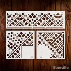 Verve- indian Inlay Border Stencils Set- Reusable Plastic Stencils for Furniture- Stencillo