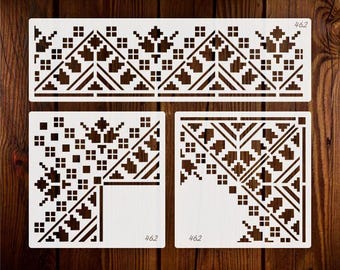 Verve- indian Inlay Border Stencils Set- Reusable Plastic Stencils for Furniture- Stencillo