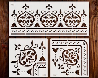 Quirk- indian Inlay Border Stencils Set- Reusable Plastic Stencils for Furniture - Stencillo