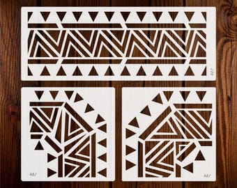 Drape- indian Inlay Border Stencils Set- Reusable Plastic Stencils for Furniture - Stencillo