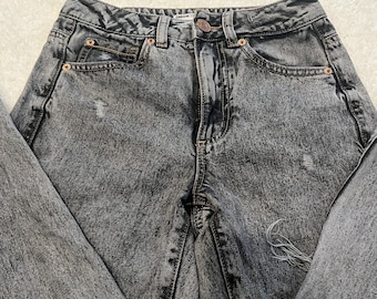 Garage Denim Black Faded Distressed Mom Jeans Size 00/23