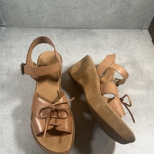 Kork Ease Bellevue Platform Leather Bow Wedge Sandals