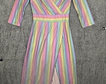 JessaKae Luminaria Rainbow Festival Whimsical Kawaii Glam Disco Faux Wrap Dress