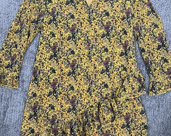 Madewell x Karen Walker Silk Floral Loretta Dress Women 14 Ruffle Mini Boho Chic