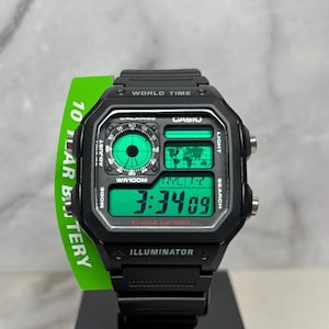 Custom Black Casio AE1200WH Green Screen Mod