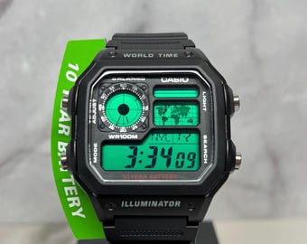 Custom Black Casio AE1200WH Green Screen Mod