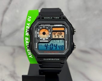 Custom Black Casio AE120OWH Sunset Sherbet Gradient Screen Mod