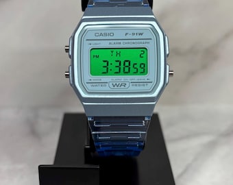 Custom Blue Casio F91W Green Screen Mod