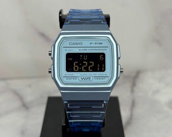 Custom Blue Casio F91W Inverted Screen Mod
