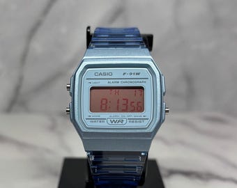 Custom Blue Casio F91W Red Polarized Screen Mod
