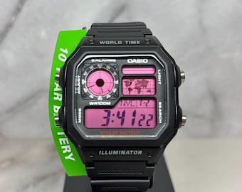 Custom Black Casio AE1200WH Pink Screen Mod