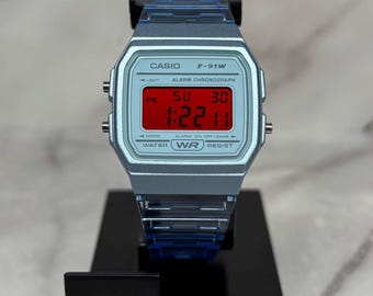 Custom Blue Casio F91W Red Screen Mod