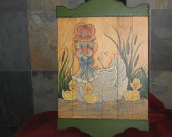 DUCK FAMILY , Hand Painted, Hand crafted, Wall Hanging, adorable