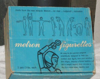 Vintage METRON FIGURETTES~BARBELLS Pair of 3 Lbs ~ Antique Exercise Equipment