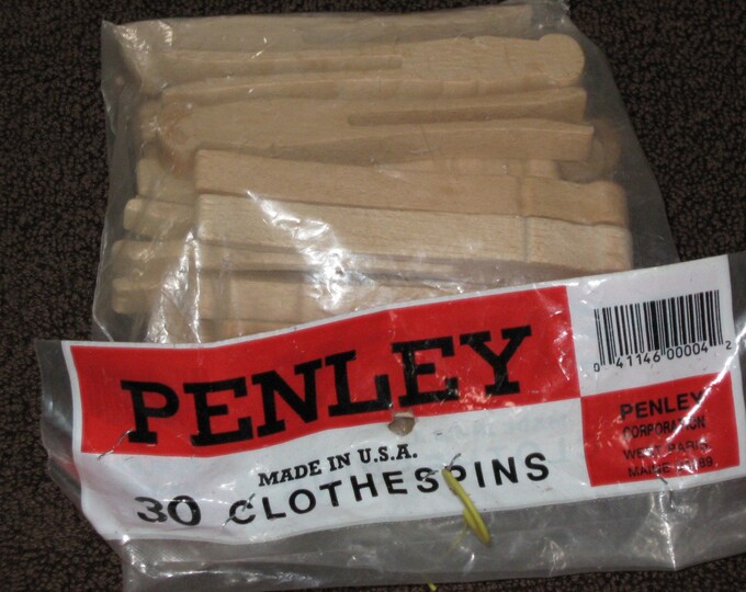 VINTAGE PENLEY WOOD CLOTHESPINS, MADE IN USA,BRAND NEW Etsy