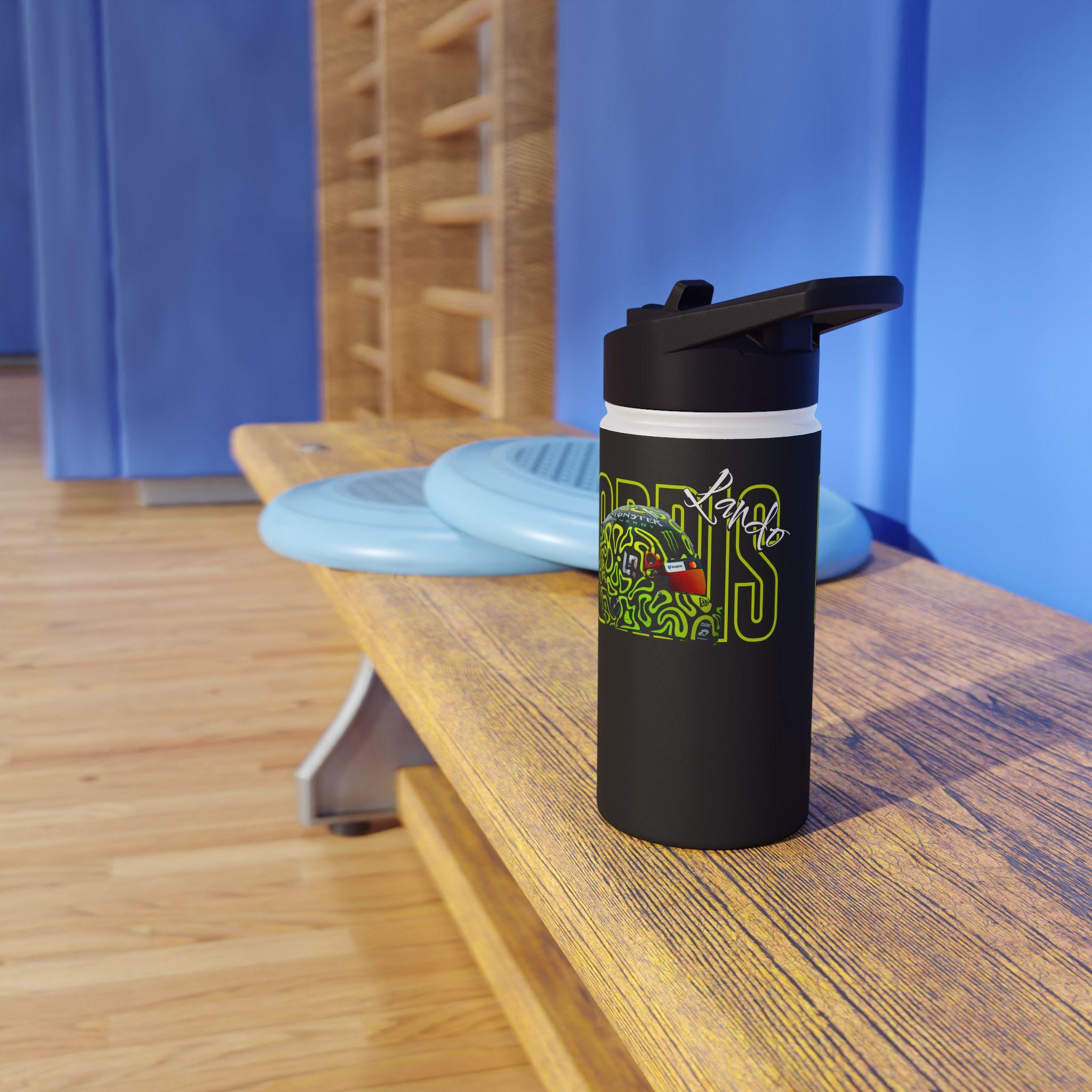 ステンレススチール製ウォーターボトル、ランド・ノリス特製ヘルメット