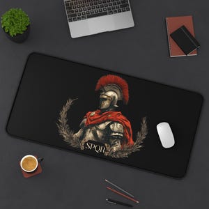 Desk Mat, SPQR Roma Soldier Historical Design, Ancient Rome Mouse Pad, Roman Empire Desk Organizer, Gladiator Large Gaming Mat, History