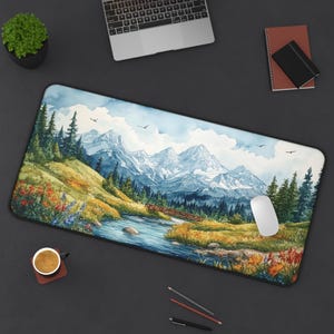 Mountain Landscape Desk Mat - Nature-Themed Office Decor, Stylish Workspace Accessory, Gift for Nature Lovers & Home Office